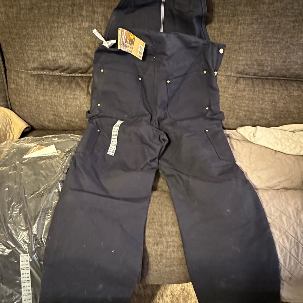 Carhartt Quilt-Lined Zip-to-Thigh Bib Overalls 36”x32”